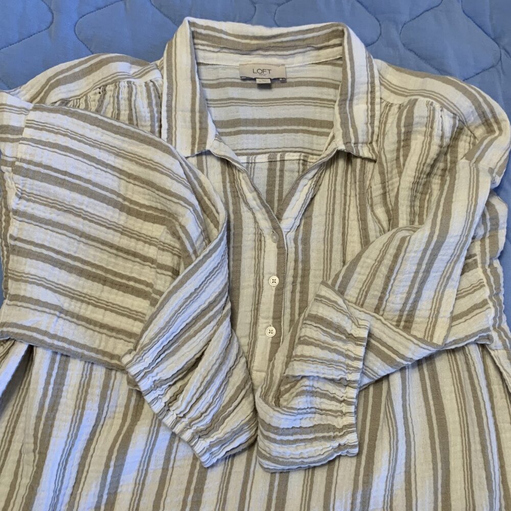 Loft Striped Gauze Top Size XL